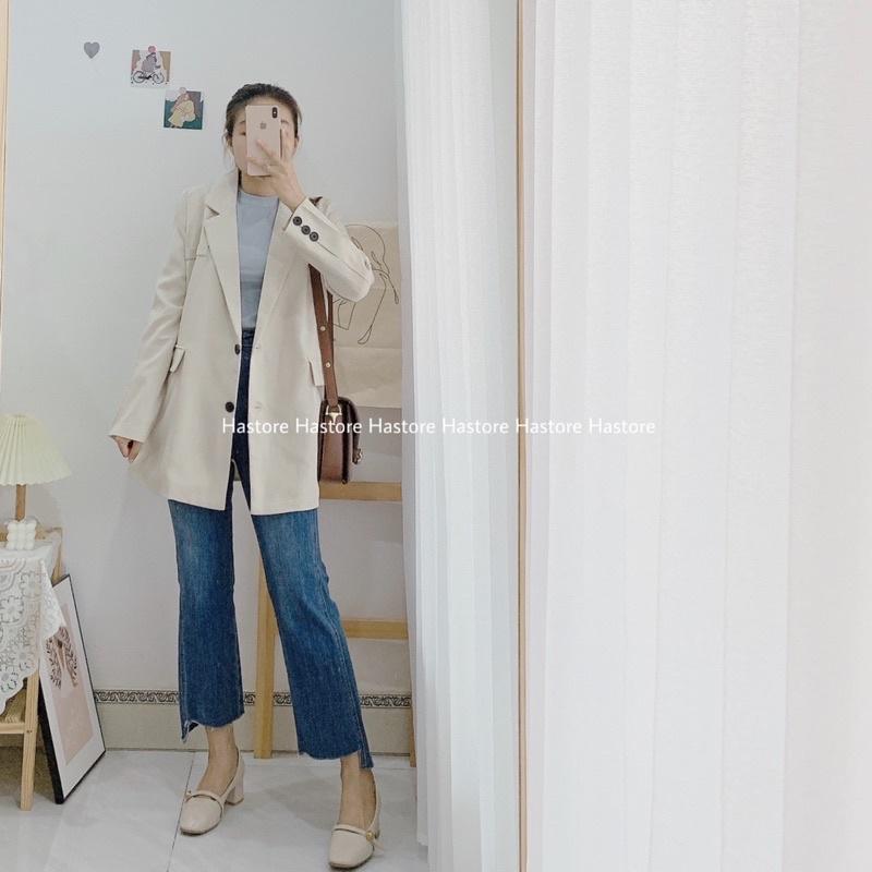 Blazer màu be 2 cúc áo ( ảnh tự chụp )