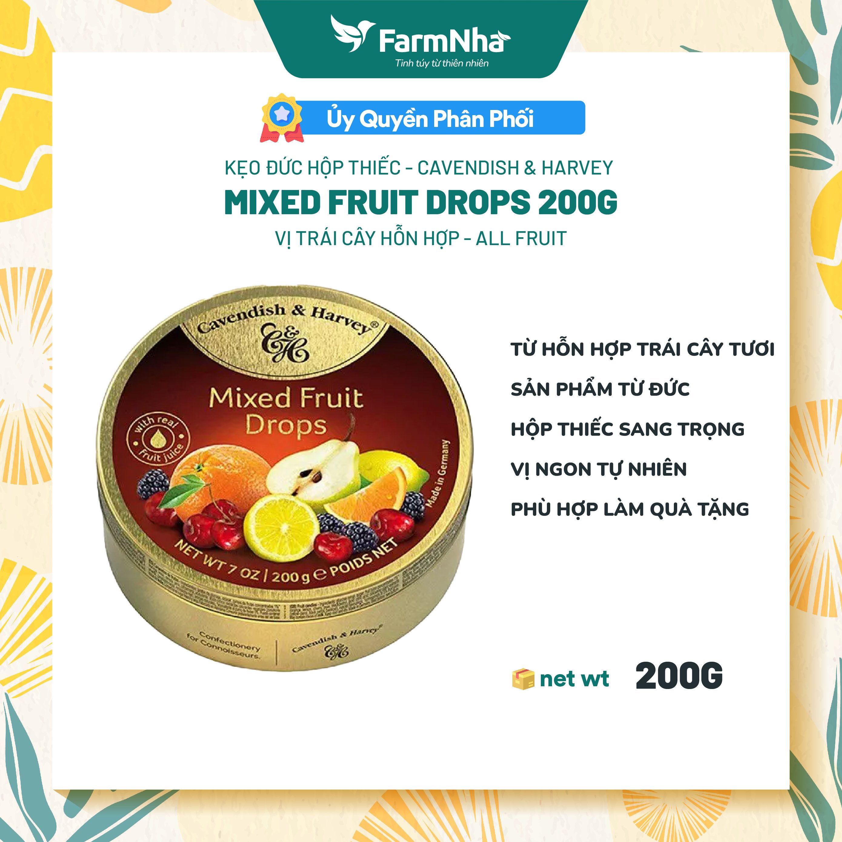 Kẹo Trái Cây Cavendish & Harvey Vị ALL FRUIT Hộp 200gr - Hàng Chính Hãng