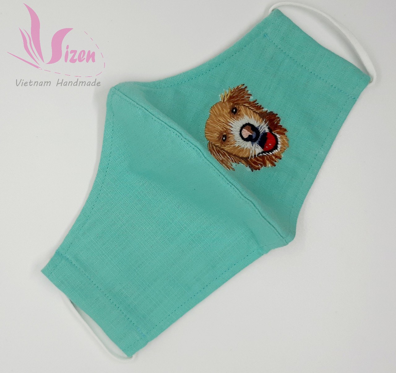 KHẨU TRANG THÊU TAY THỦ CÔNG VẢI LINEN