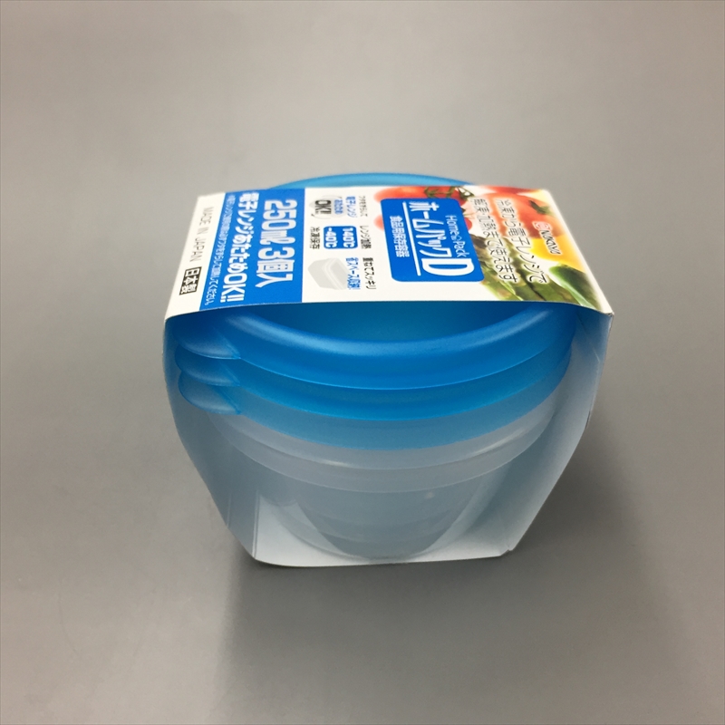 Bộ 2 set 3 hộp đựng thực phẩm nắp tròn nắp xanh K293-3 250ml Nội địa Nhật Bản