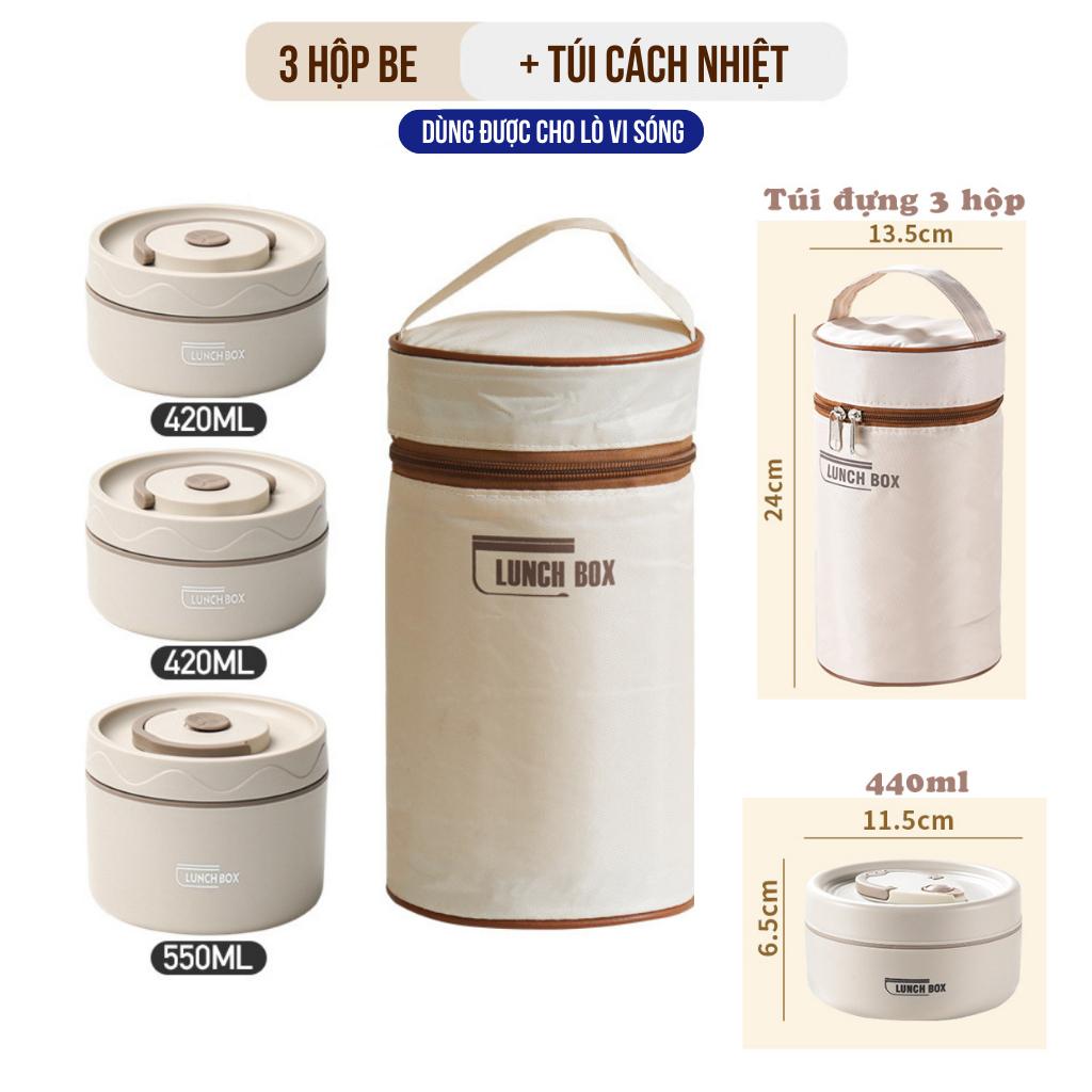 Hộp đựng cơm giữ nhiệt 3 tầng và hộp 4 ngăn bằng thép không gỉ 304 kèm túi