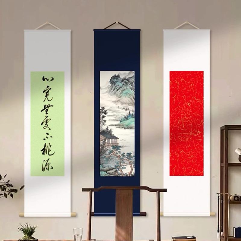 Biểu lụa cao cấp giấy xuyến cổ phong trục gỗ, viết vẽ sáng tác thư pháp, thư hoạ