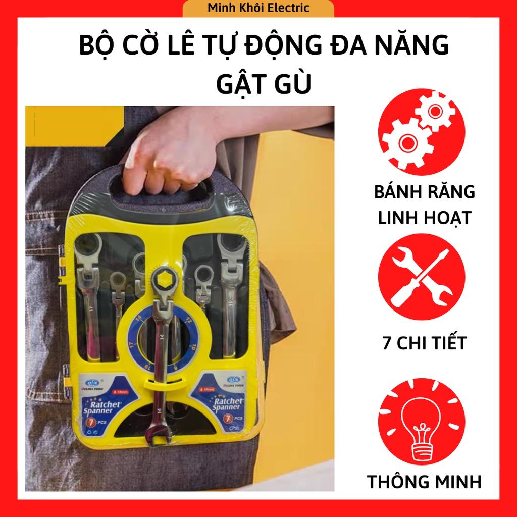 Bộ Cờ Lê Đa Năng Tự Động Gật Gù 7 Chi Tiết Linh Hoạt Hàng Cao Cấp, bộ cà lê vòng miệng tự động, cổ gật gù sua xe