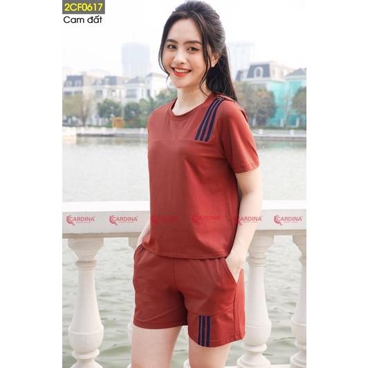 Bộ thể thao cotton nữ 3 sọc CARDINA cao cấp. Mã 2CF06