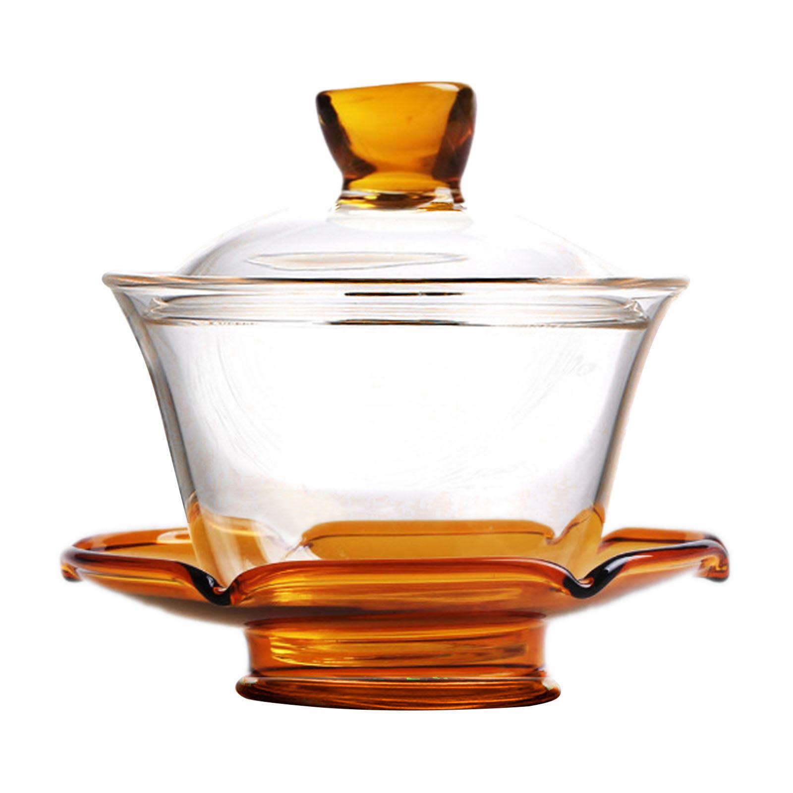 Glass Teapot Set with Lid Tea Maker Tea Cup Transparent Kungfu Glass Tea Set for Office