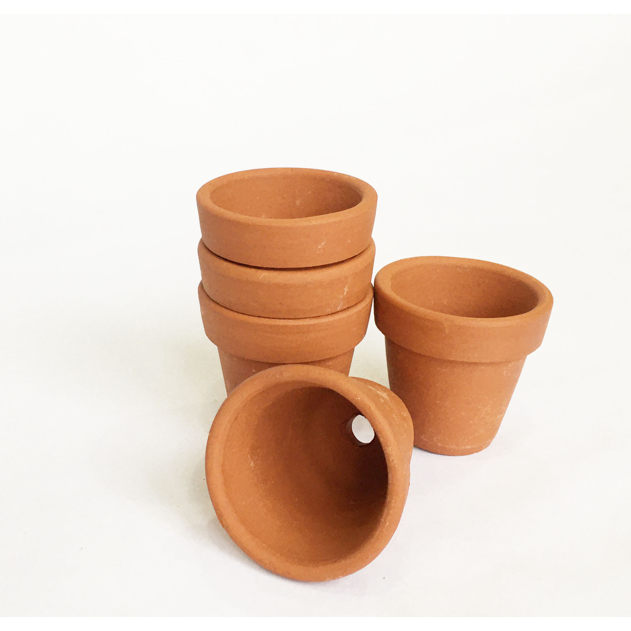 Combo 5 Chậu đất nung mini có lỗ xinh xắn, vintage làm chậu trồng sen đá, xương rồng, hoa handmade