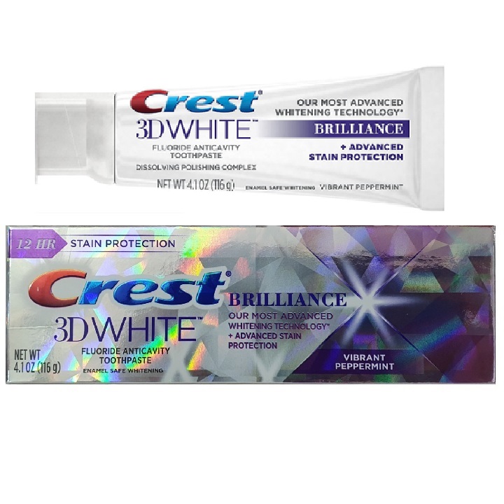 Kem đánh răng Crest 3D White Brilliance Vibrant Peppermint 116g ( tím )