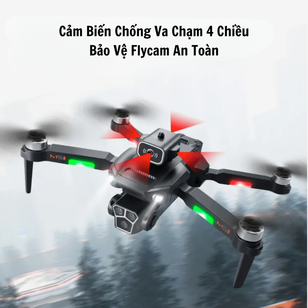 Flycam Mini Giá Rẻ Drone Camera 4K M1S có cảm biến tránh va chạm, truyền hình ảnh trực tiếp về điện thoại - Hàng Chính hãng Asport