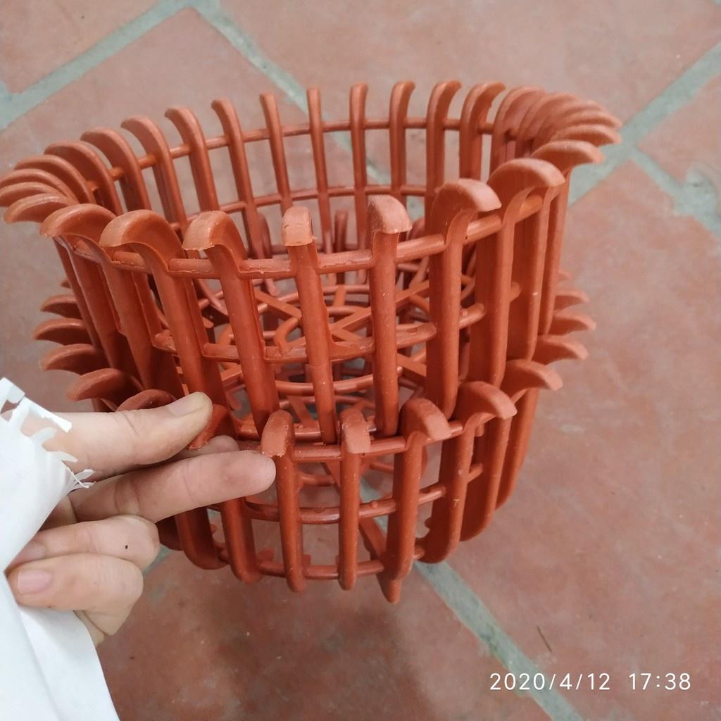 Chậu sen nhựa giả gỗ phi 25cm trông Lan, chậu lan hình sen
