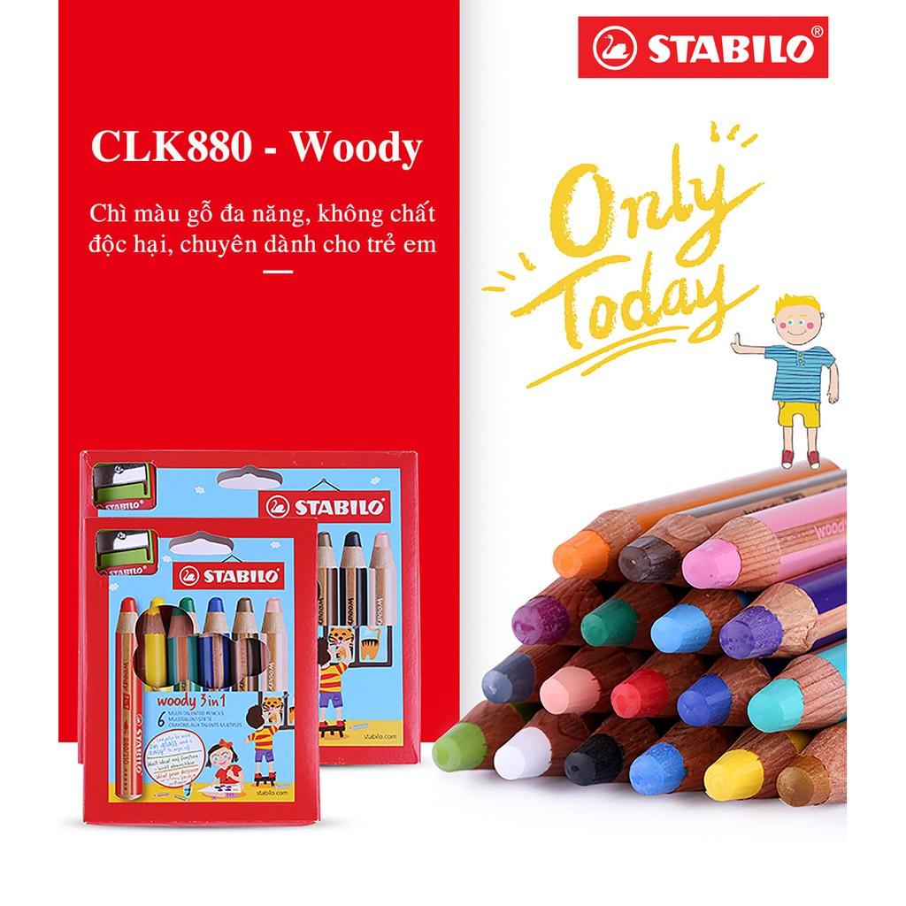 Bộ 2 cây bút chì màu STABILO Woody 3in1 (CLK880-C2) - Vàng (205)