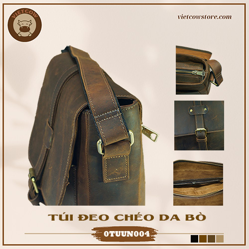Túi Đeo Chéo Tablet Da Bò Sáp, Túi Đeo Chéo Da Bò Thời Trang VietCow_0TUUN004