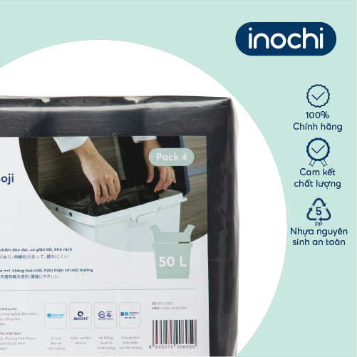 Lô túi rác tiện dụng Inochi - Soji 4 x 50L(có quai cầm)