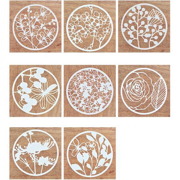 8pc Art Supply Drawing Template Flower Shape Drawing Stencil For DIY Craft