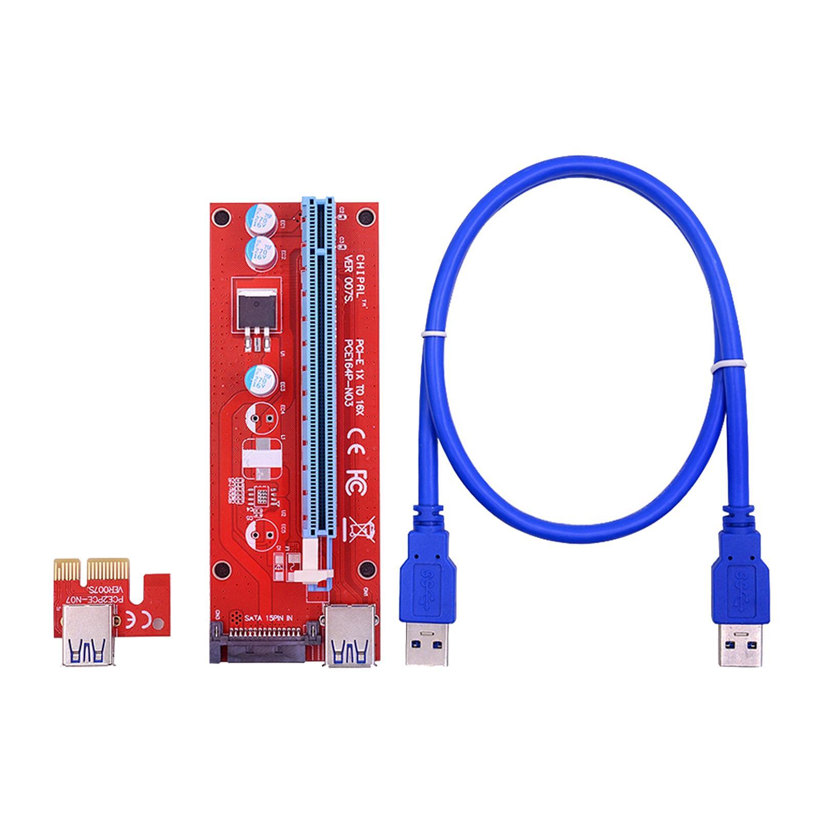 5x VER007 PCI-E Riser Card 007S PCI Express SATA Power for Ethereum Mining