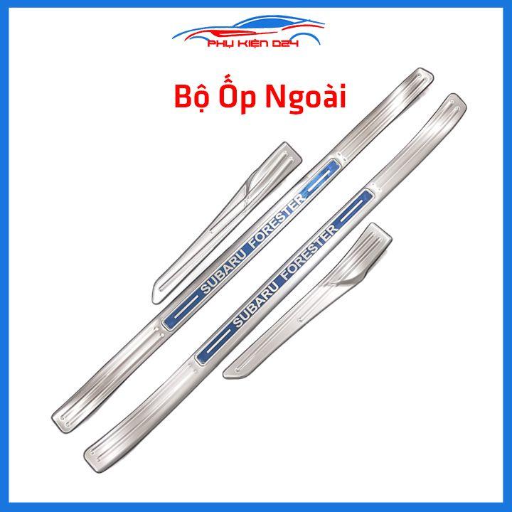Bộ ốp bậc cửa trong ngoài nẹp bước chân Subaru Forester Inox chống trầy trang trí xe