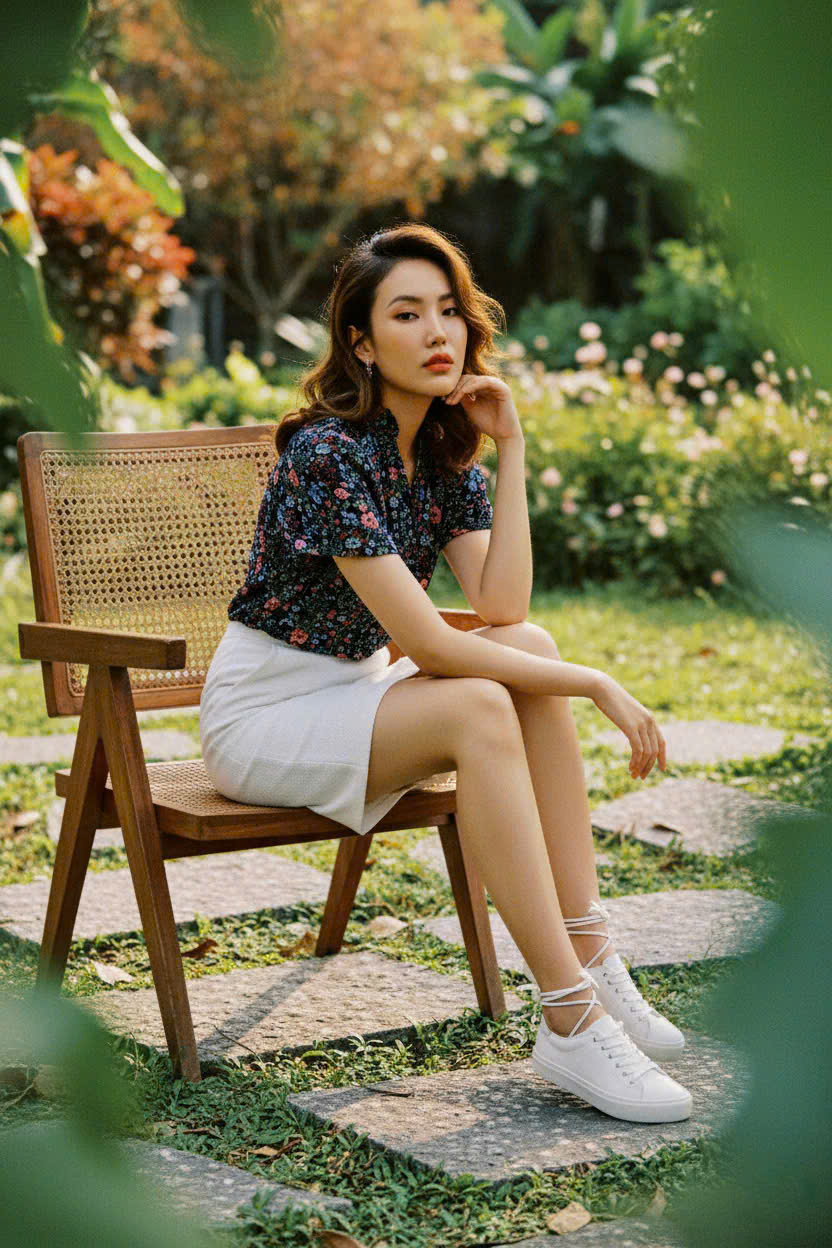 Áo Tay Phồng Điểm Ngọc, Áo Tay Phồng Cổ Lọ Thấp Chiffon Voan Hoa thời trang thiết kế Hity Top231