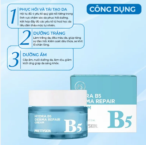 Kem Dưỡng Cấp Ẩm Trắng Da Prettyskin Hydra B5 Derma Repair Cream