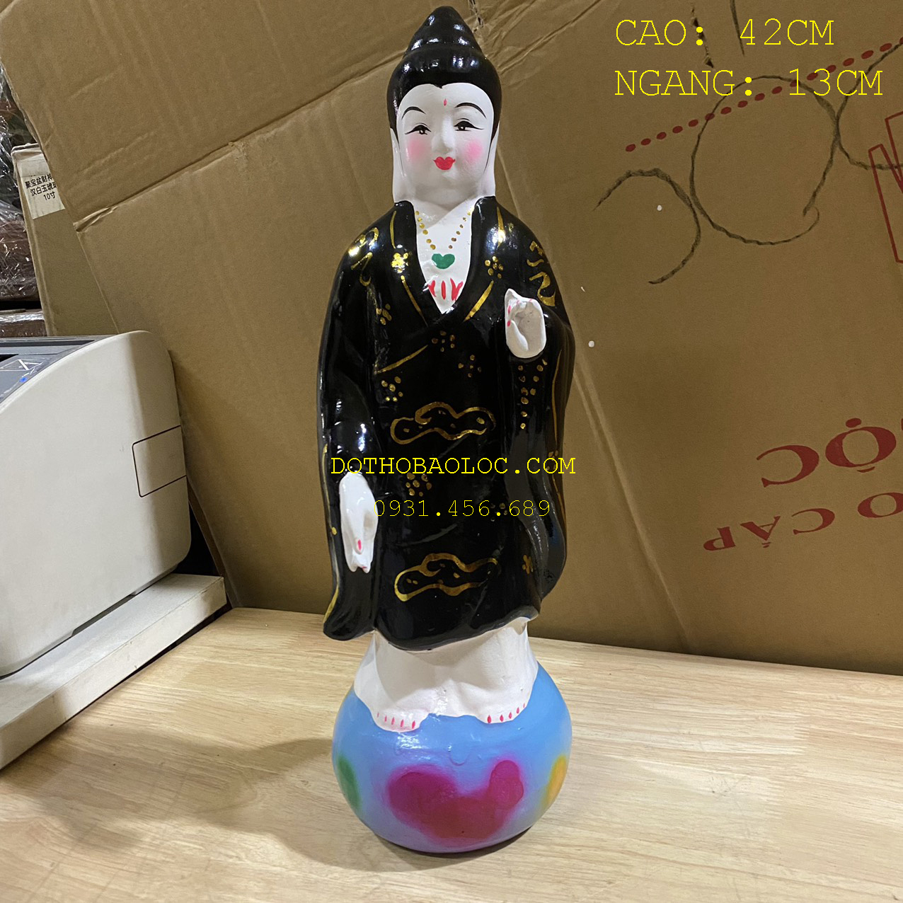 Tượng Địa mẫu men sứ cao cấp 2 mẫu cao 42cm và 37cm