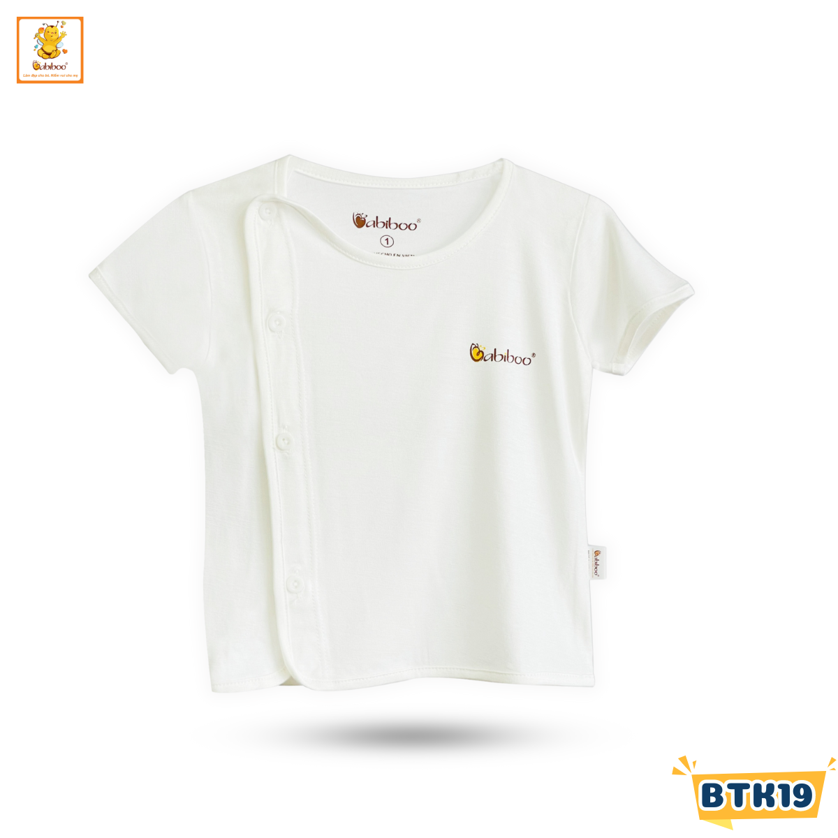 Áo sơ sinh cho bé Babiboo áo ngắn tay cổ bác sĩ vải Viscose mềm mịn mát BTK19