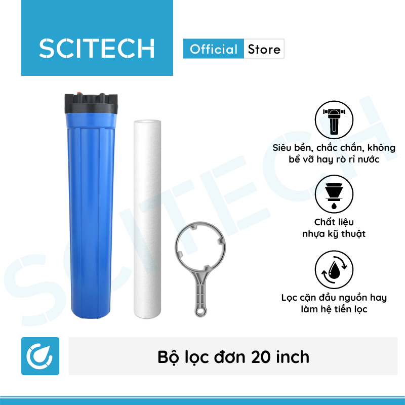 Bộ lọc nước sinh hoạt, bộ đơn lọc thô 20 inch by Scitech - Hàng chính hãng