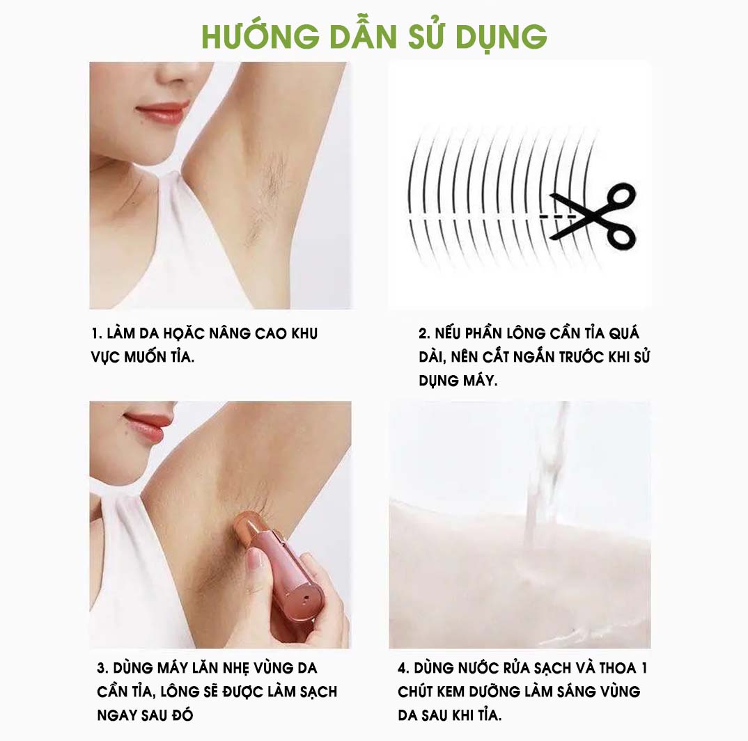 Máy Tỉa Lông Mini Không Đau, Tỉa Lông Mép, Lông Tay, Lông Nách, Lông Vùng Bikini Hiệu Qủa