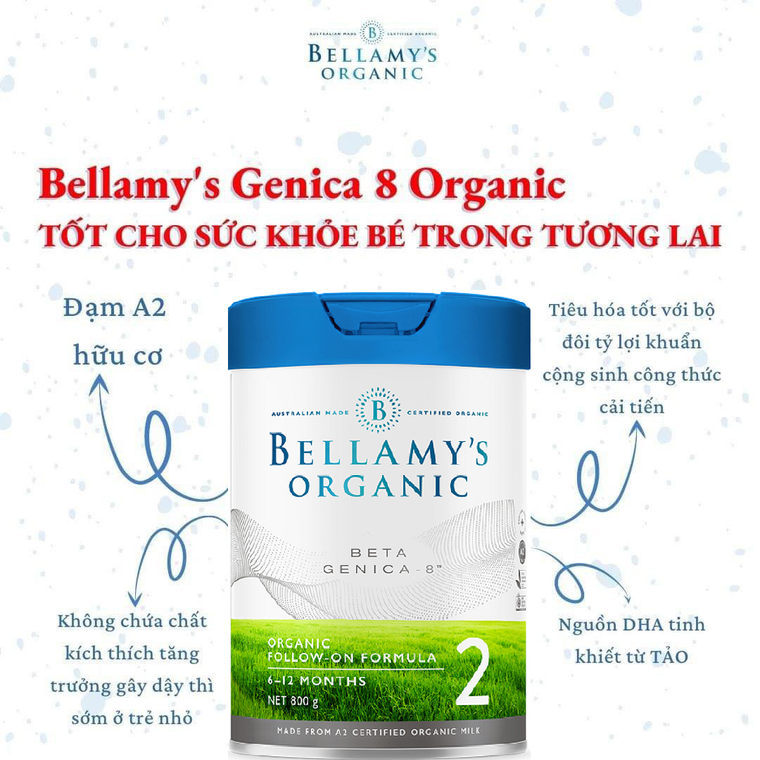 Sữa hữu cơ Bellamy's Organic Beta Genica 8+ số 2 (350G) - Nhập khẩu Úc