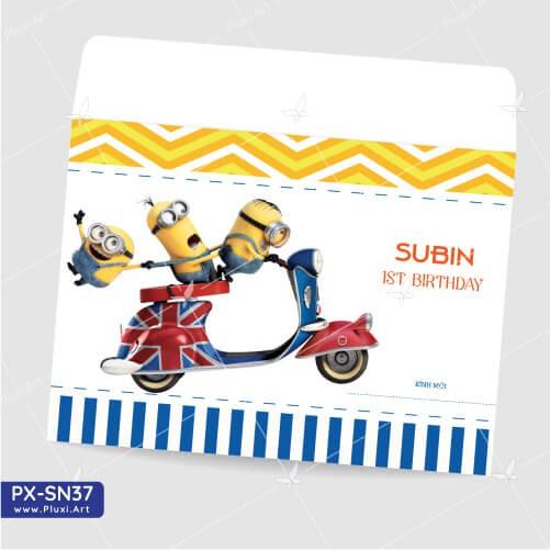 Thiệp thôi nôi – sinh nhật theo yêu cầu Pluxi