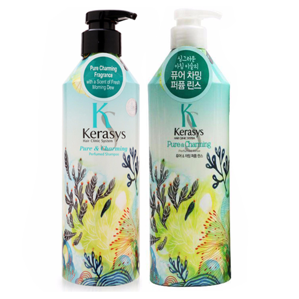 Dầu gội nước hoa Kerasys Pure &amp; Charming hương quýt và hoa ly Hàn Quốc 600ml tặng kèm móc khoá