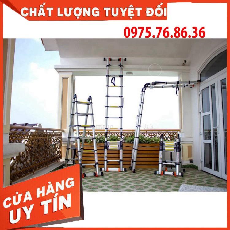 Thang Nhôm Rút Đôi Chữ A (2.8M+2.8M) - Có Bánh Xe