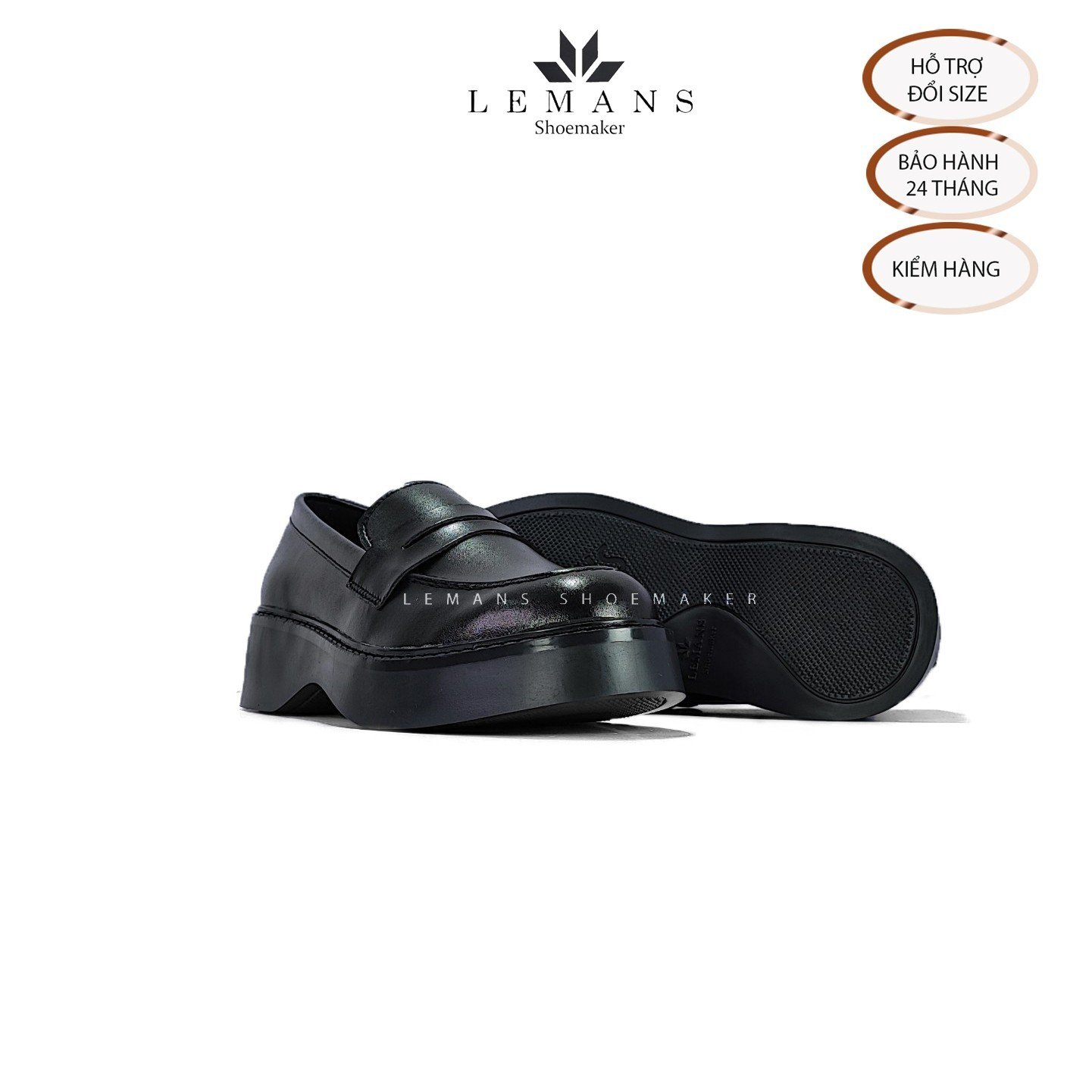 The Breakthrough Chunky PENNY LOAFER Lemans - BST độc quyền, đế cao 6cm Full cao su nguyên khối Da bò nguyên tấm BH 24T