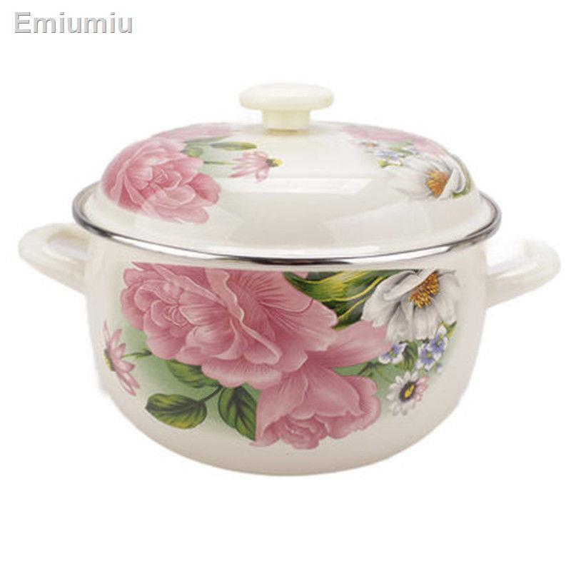 Nồi tráng men dày 16-24cm có nắp đậy tô mì ăn liền hai bên, tô trộn trái cây, nồi nấu phở, nồi hầm, bếp từ đa năng