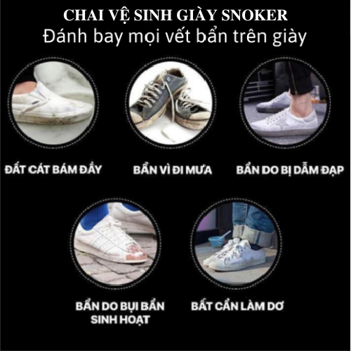 Chai Vệ Sinh Giày SNOKER 300ML Tạo Bọt Làm Trắng Giày, Dung Dịch Vệ Sinh Giày - Dép SNOKER Cao Cấp GD640-Snoker