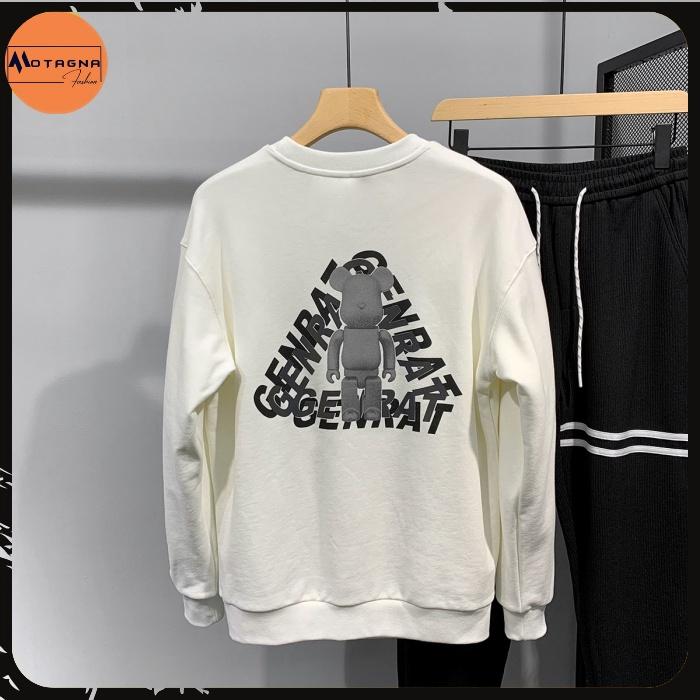 Áo nỉ dài tay chất đẹp, Áo sweater nam cổ tròn hiện đại in GENRAT cool ngầu mã NZ801