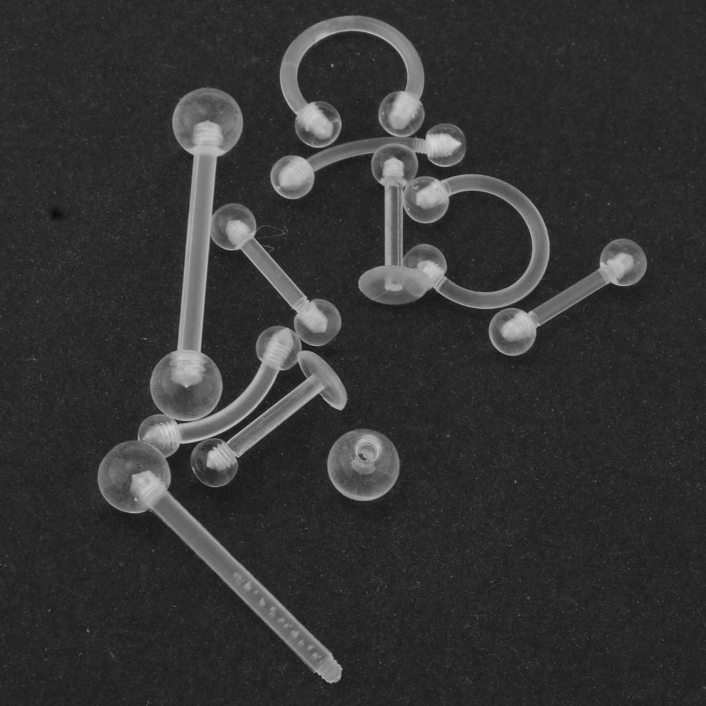 20Pcs Nose Stud Eyebrow Ring Acrylic Lip Bar Labret Retainer Body Jewelry