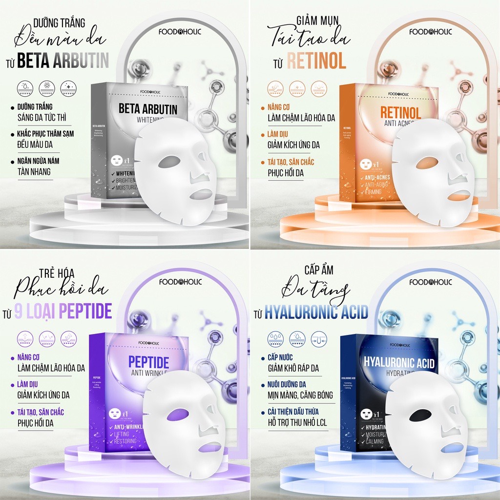 Mặt Nạ Giấy Cấp Ẩm, Dưỡng Trắng Da Hàn Quốc Foodaholic Mask 23g