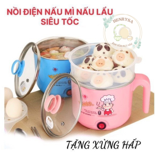 Hình ảnh Ca Nấu Mì , Ăn Lẩu , Đun Nước Siêu Tốc 2 Lớp 18 cm - Hàng Loại 1 ( Họa Tiết , màu sắc được giao ngẫu nhiên) -Hàng Chính Hãng