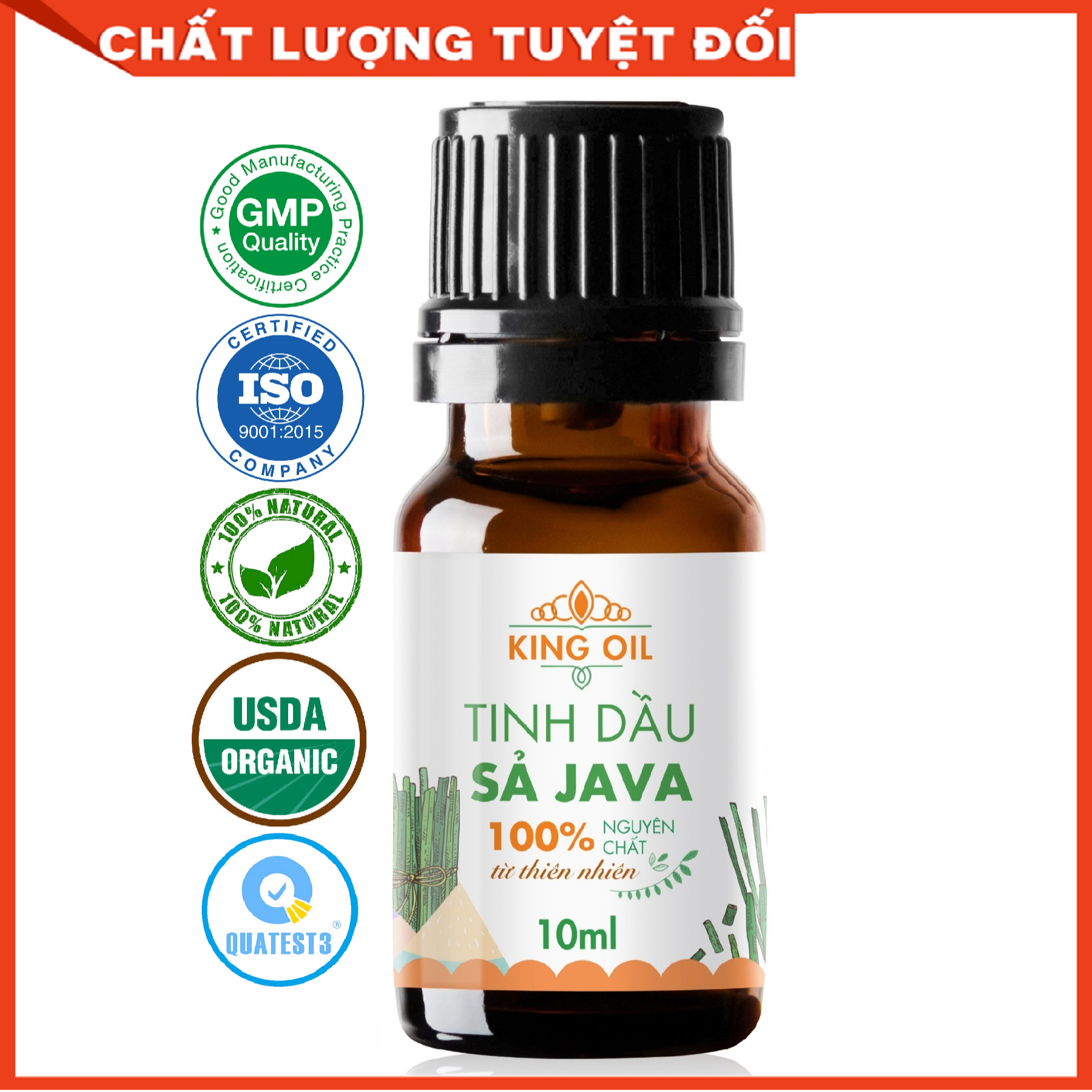 Tinh dầu Sả Java nguyên chất tự nhiên, xông phòng, khử mùi, thơm phòng, đuổi muỗi, thư giản - KingOil