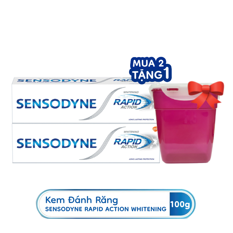 [Mua 2 Tặng 1] Bộ 2 Kem Đánh Răng Sensodyne Rapid Action Whitening 100g Tặng Hộp L&L (Giao ngẫu nhiên)