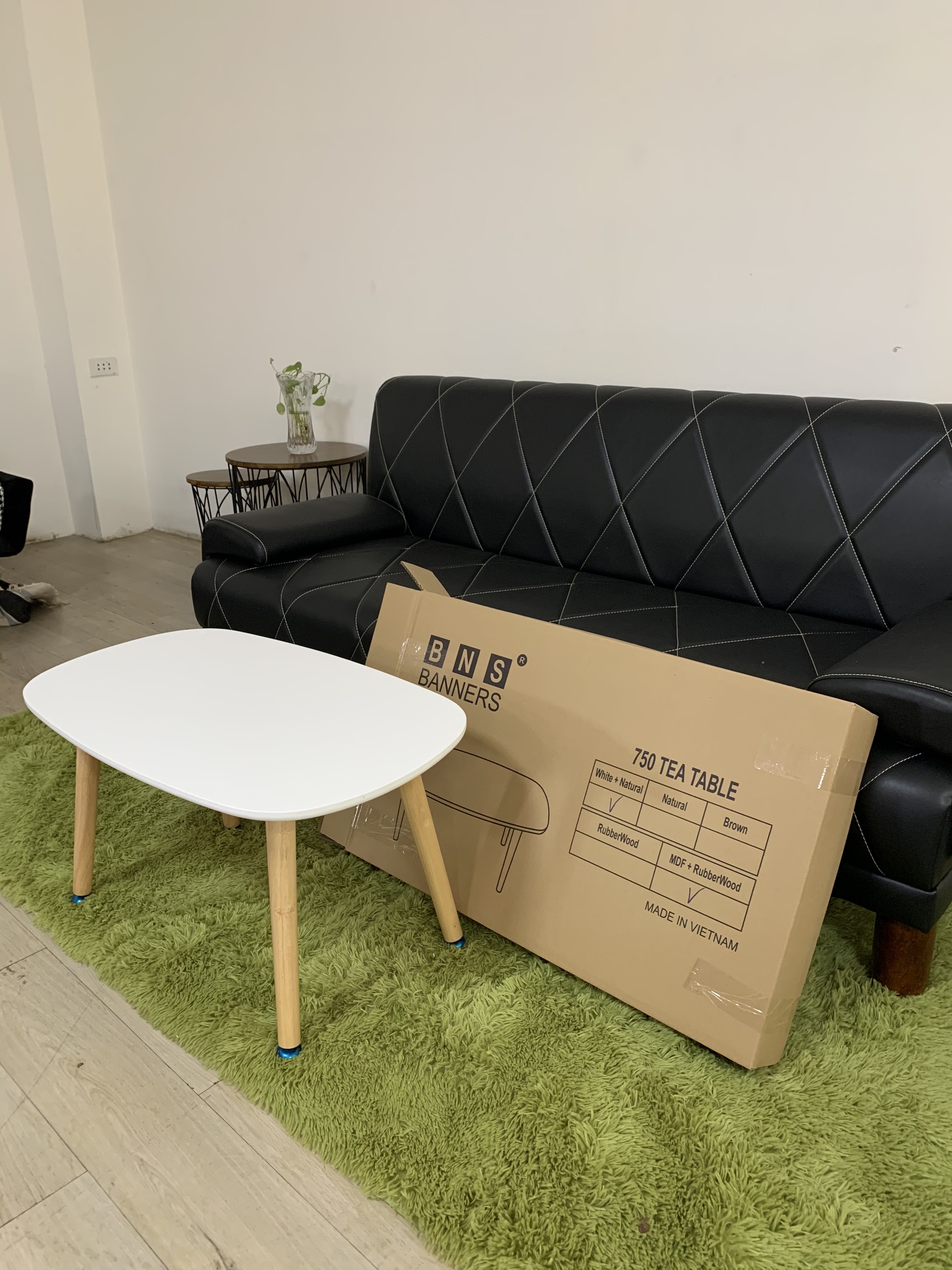 Bàn trà sofa ván MDF KT 75*45*40 màu trắng