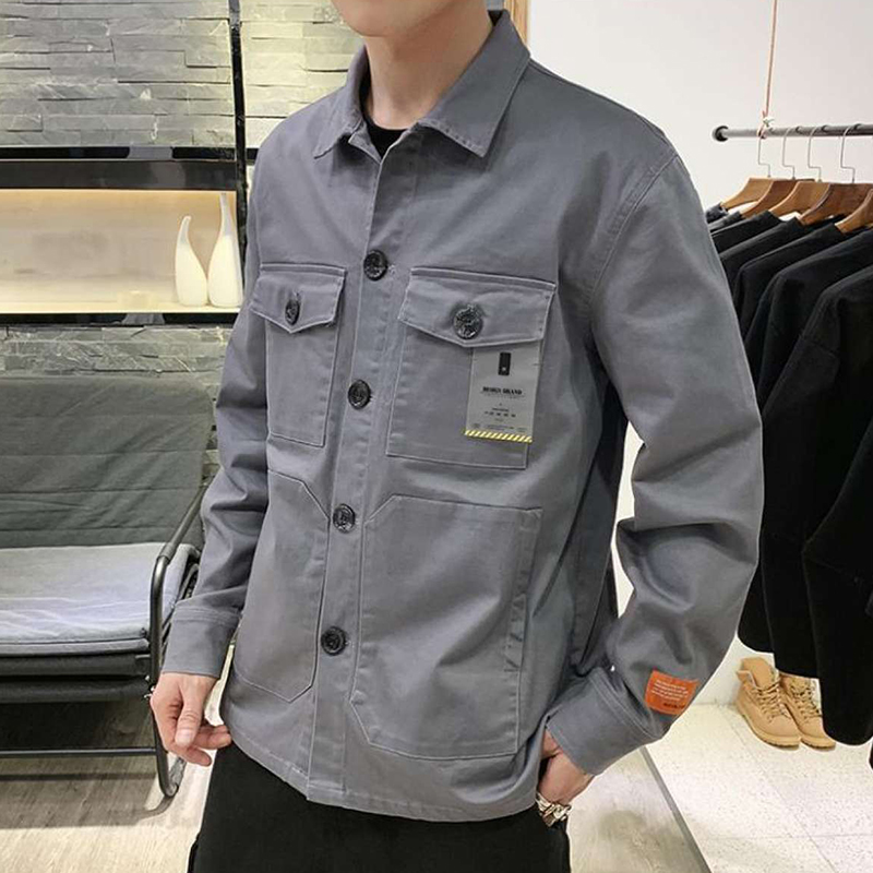 Men's Casual Lightweight Jacket Korean Slim Fit Tooling Coat