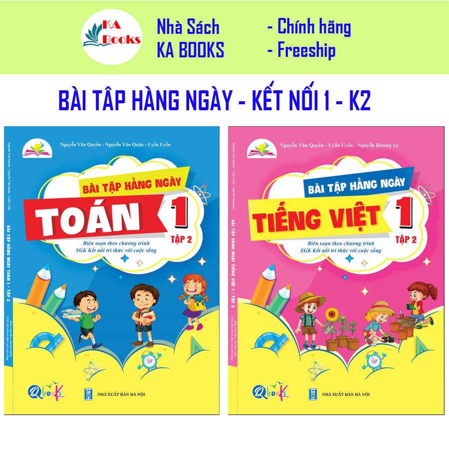 Combo Bài Tập Hằng Ngày Toán và Tiếng Việt Lớp 1 - kì 2 - Kết nối tri thức với cuộc sống (2 quyển)