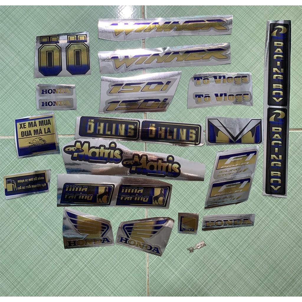 Tem Winner 150 logo vàng gold crom
