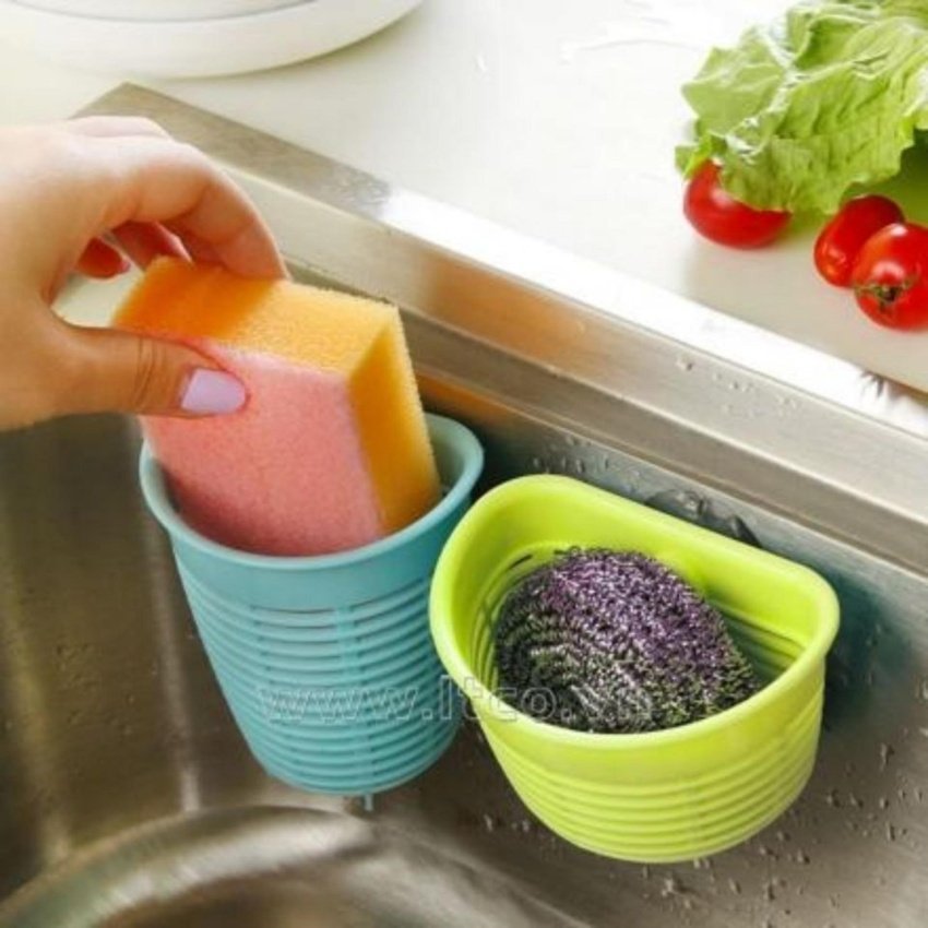 Bộ 2 rổ nhựa đựng miếng rửa chén cao cấp - Hàng nội địa Nhật