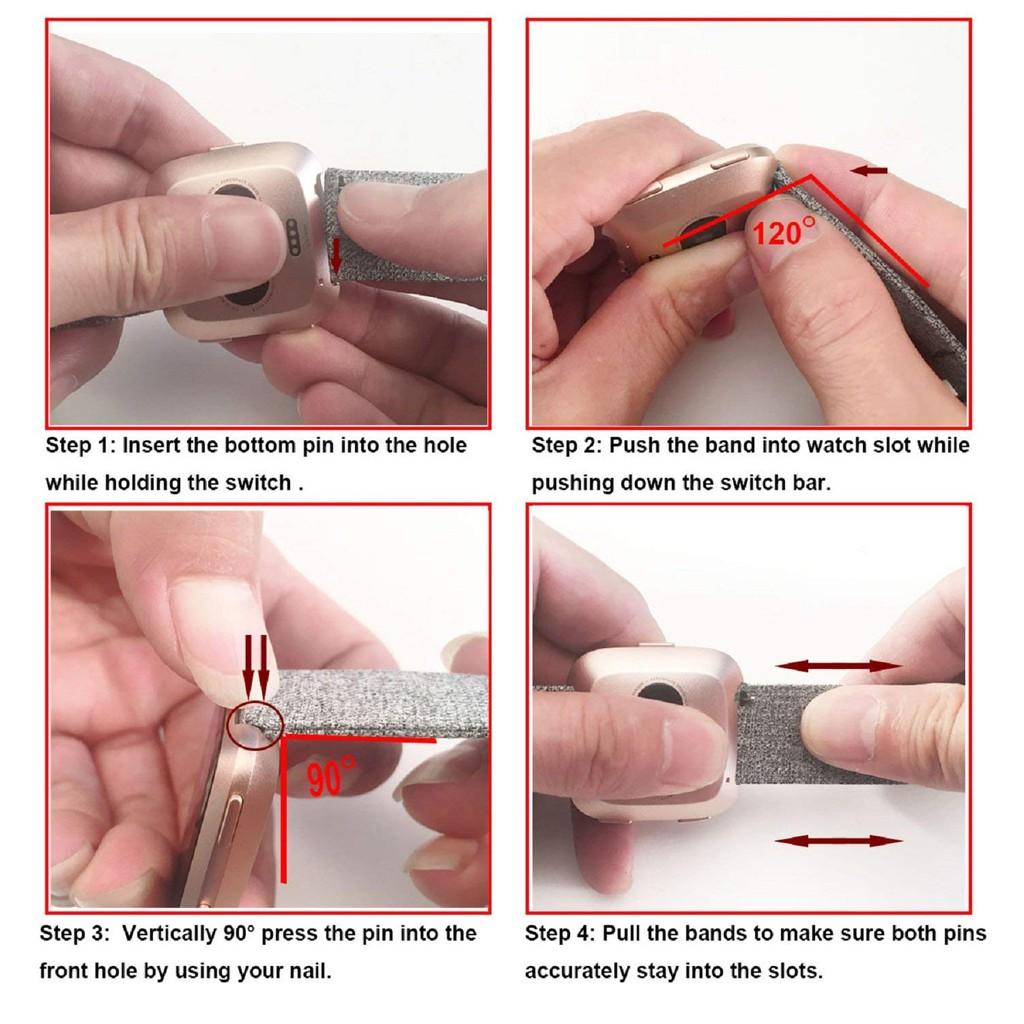 Dây đeo thay thế chất liệu vải phong cách cổ điển cho Fitbit Versa