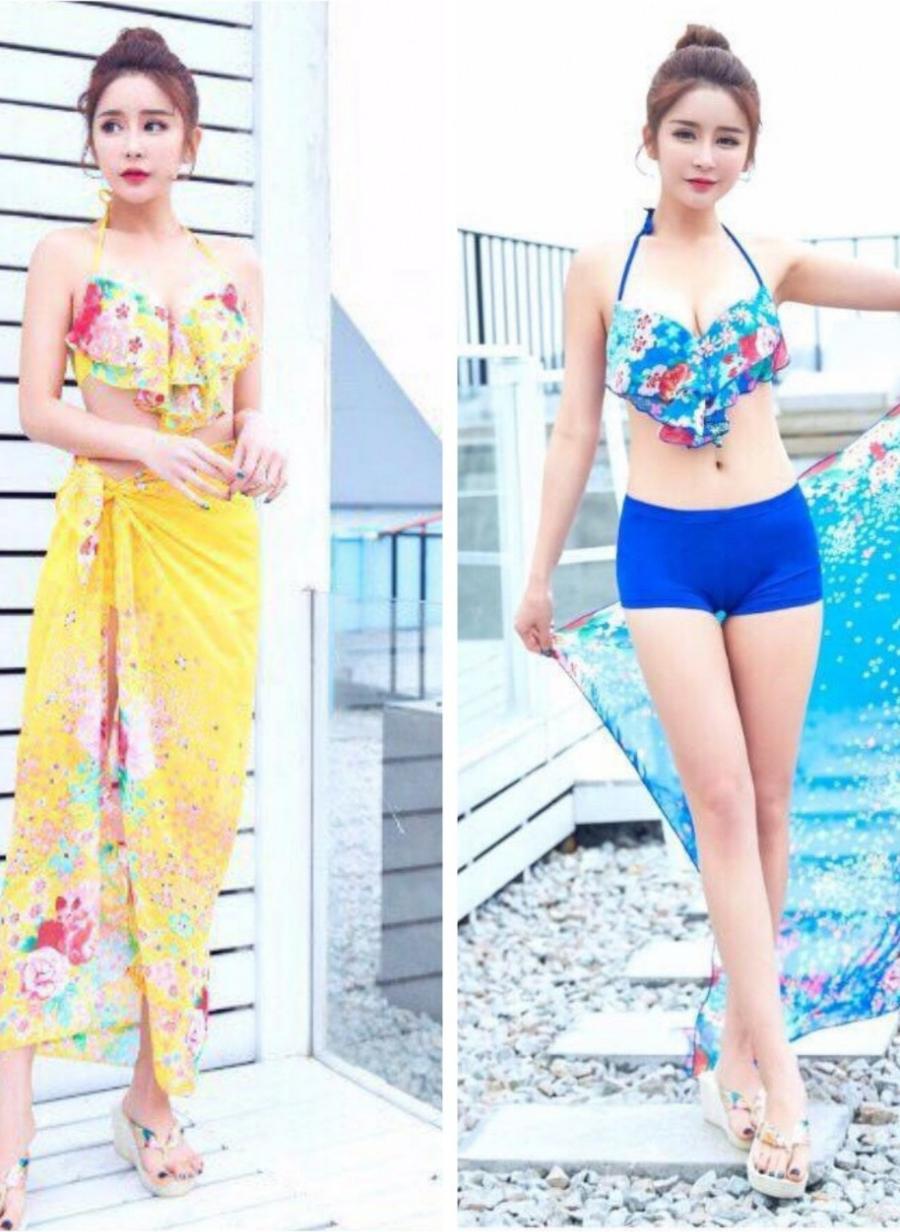 SET BIKINI HOA NỮ TÍNH KÈM KHĂN NT4299