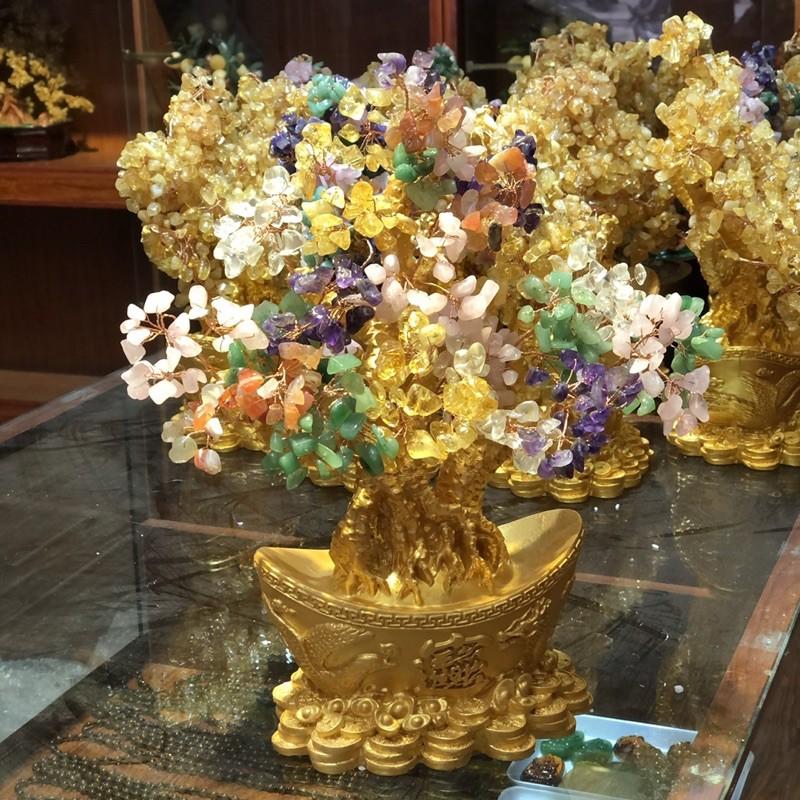 Cây Đá Phong Thuỷ Ngũ Sắc Đế Thỏi Vàng Vip - Chiêu Tài Chiêu Lộc, Để Bàn, Quà Tặng