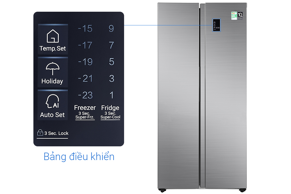 Tủ lạnh Inverter Aqua 480 lít AQR-S480XA(SG) -Hàng chính hãng (Chỉ giao HCM)