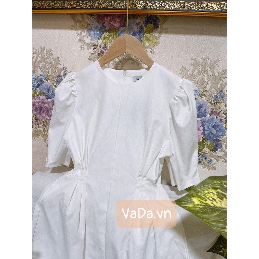 Váy đầm dự tiệc tay ngắn cổ tròn đơn giản chít eo siêu iu