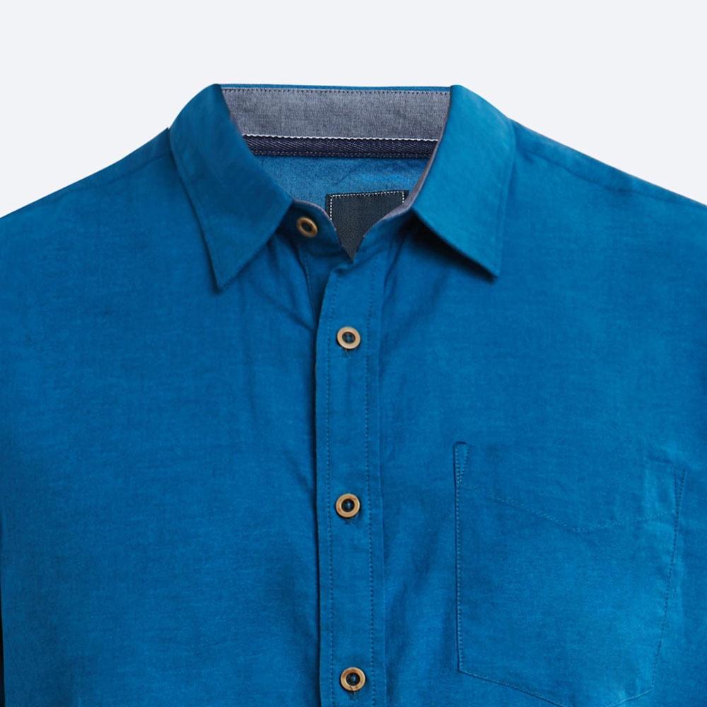 Áo Sơ Mi Nam dài tay Ninomaxx xanh đậm 100% cotton dáng regular fit mã 1903088