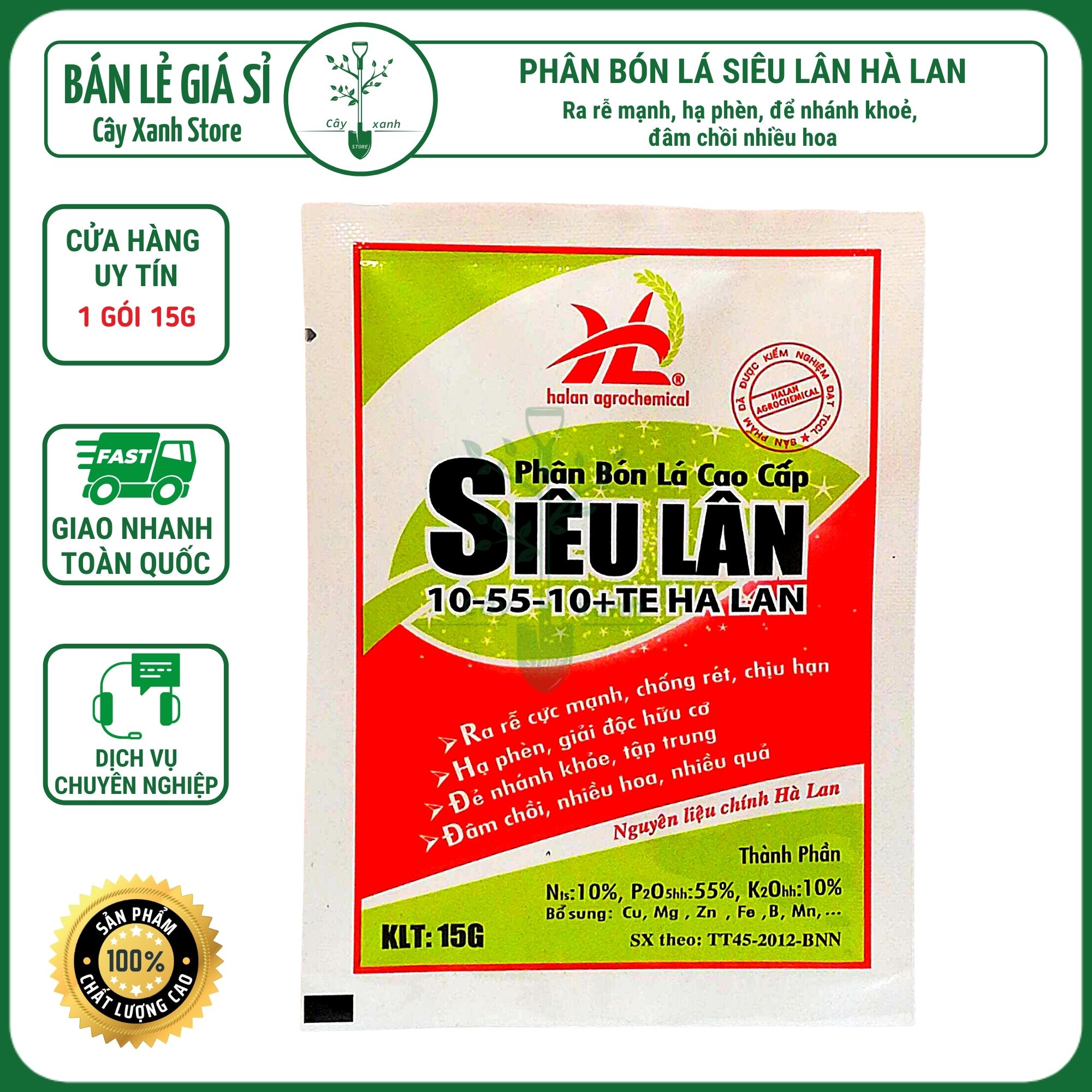 Phân Bón Lá Siêu Lân Đỏ Hà Lan - Ra rễ cực mạnh, chống rét, chịu hạn, Hạ phèn, giải độc hữu cơ.